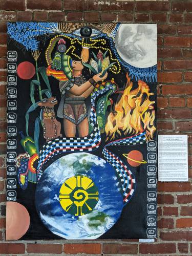 “Mayan Cosmovision” by Diego Gonzalez y Gonzalez is part of the GuateMaya Art and Culture Connection’s exhibit for the seventh annual Migrations Festival in Turners Falls, which will be held from 1 to 5 p.m. on Saturday at the Great Falls Discovery Center.