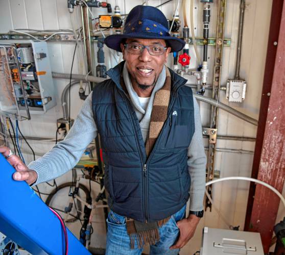 Elateq Inc. CEO Roderick Anderson at a University of Massachusetts Amherst facility where water samples from various companies are tested.