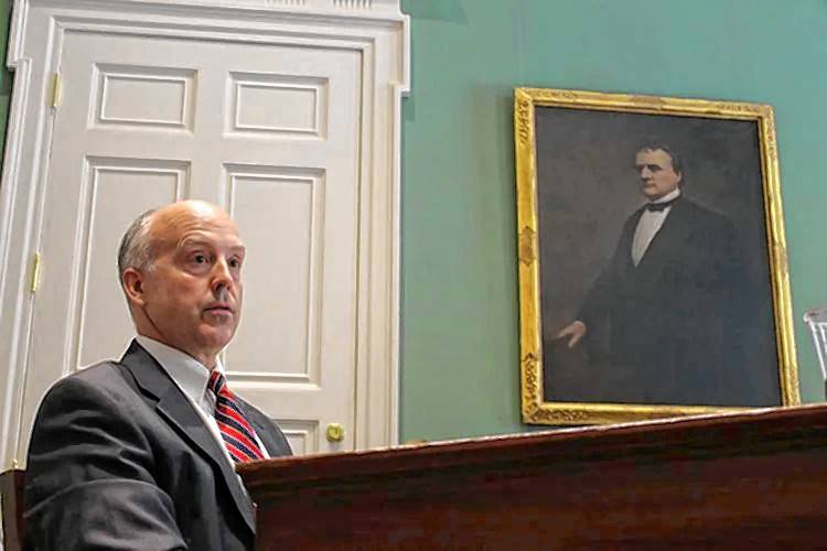 Judge Michael Callan of the Hampden County Superior Court, pictured during his confirmation hearing before the Governor’s Council in 2016.