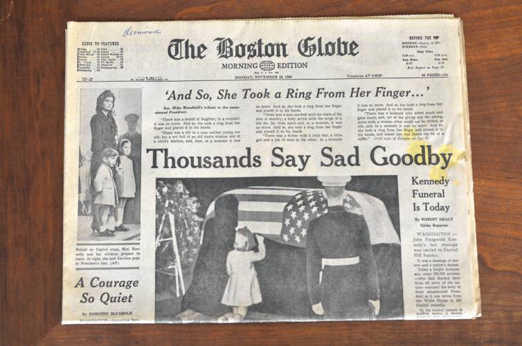 The Nov. 25, 1963, edition of The Boston Globe included coverage of President John F. Kennedy’s funeral service.